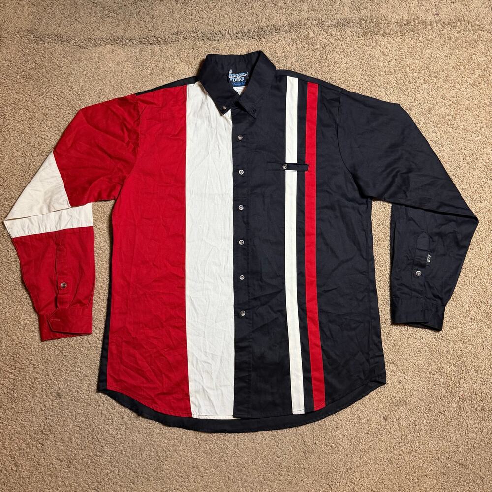 Vintage 1980s Brooks & Dunn Blank longsleeve red black Mens sz 16 1/2 x 35‎